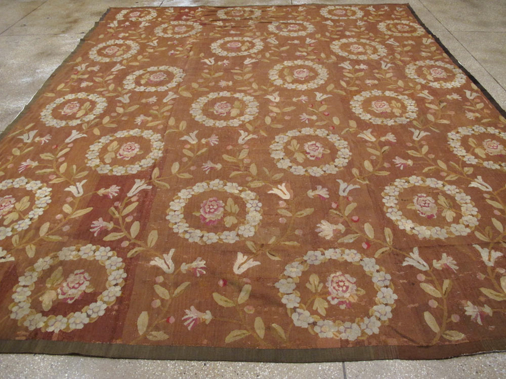Antique French Aubusson Carpet, No.10022 - Staging