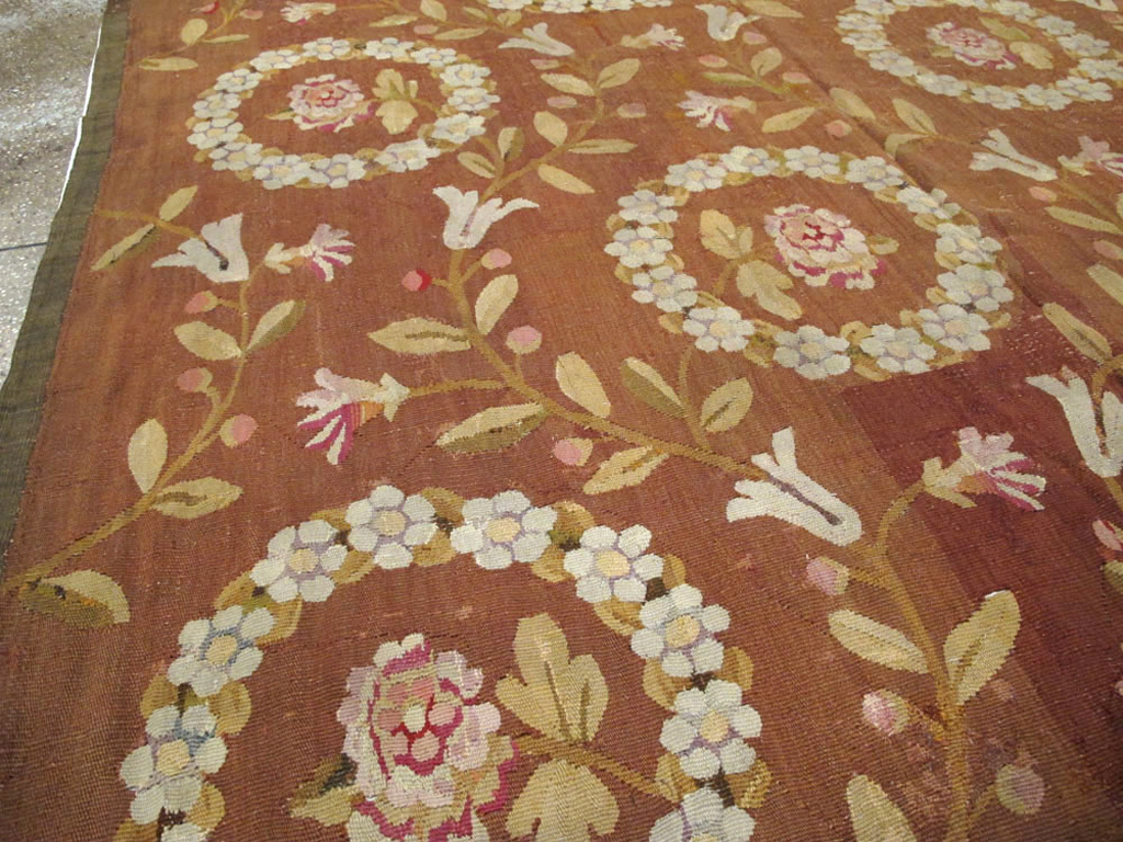 Antique French Aubusson Carpet, No.10022 - Staging