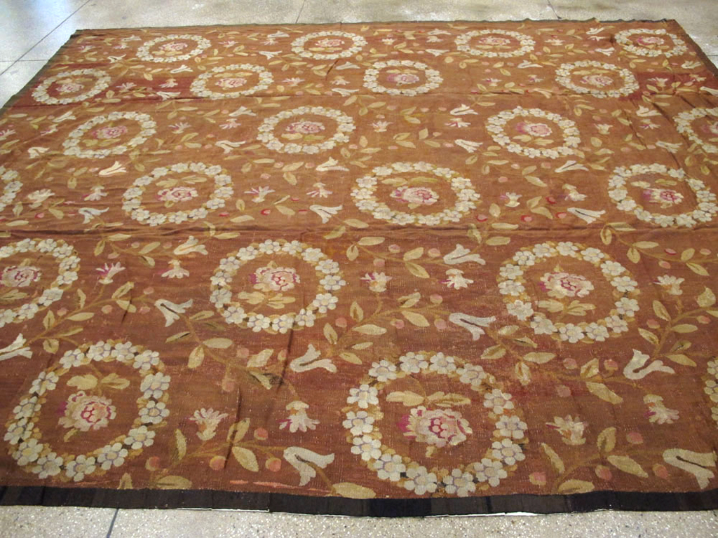 Antique French Aubusson Carpet, No.10022 - Staging