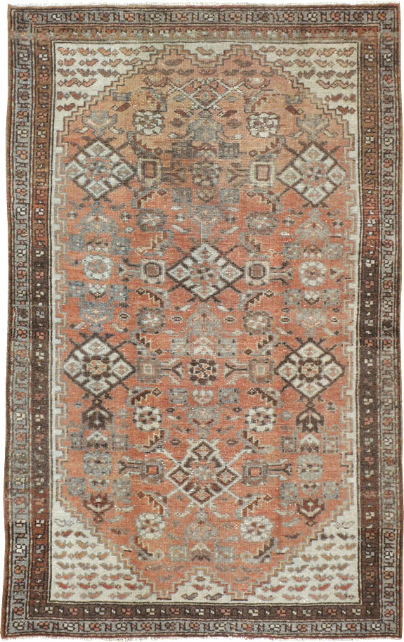 Antique Persian Malayer Throw Rug, No.10082 - Staging