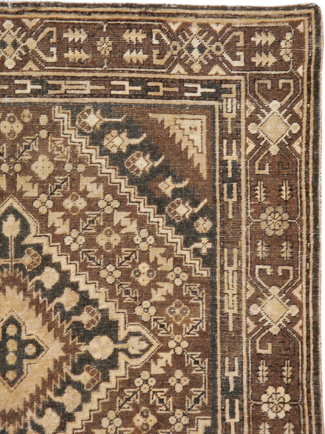 Antique East Turkestan Khotan Accent Rug, No.10242 - Staging