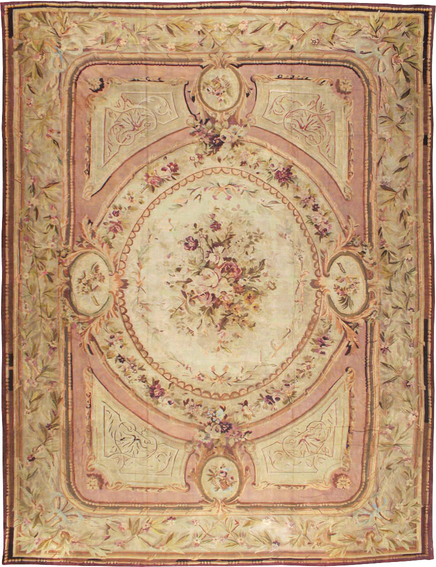 Antique French Aubusson Flatweave Carpet, No.10325 - Staging