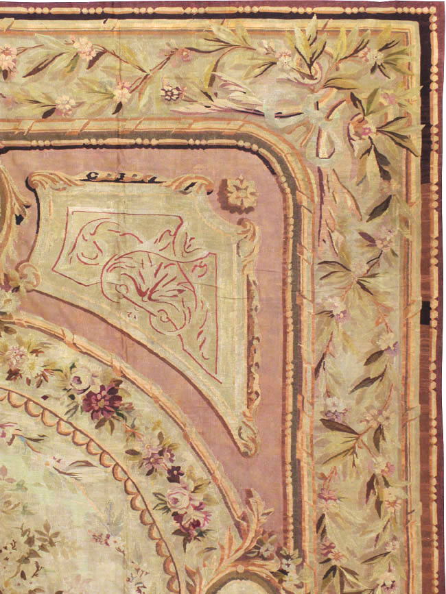 Antique French Aubusson Flatweave Carpet, No.10325 - Staging