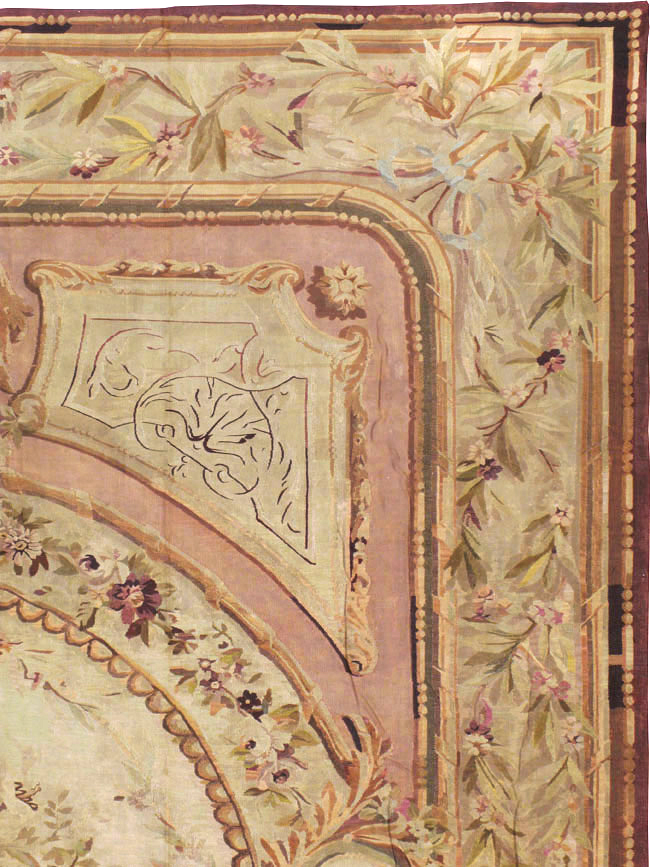 Antique French Aubusson Flatweave Carpet, No.10325 - Staging