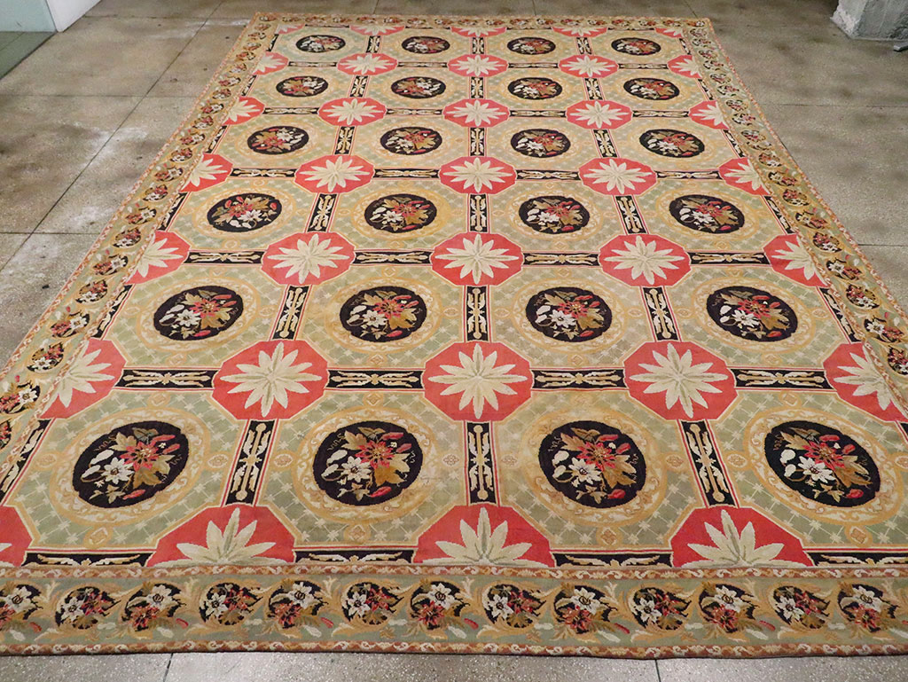 Antique English Needlepoint Carpet, No.10328 - Staging