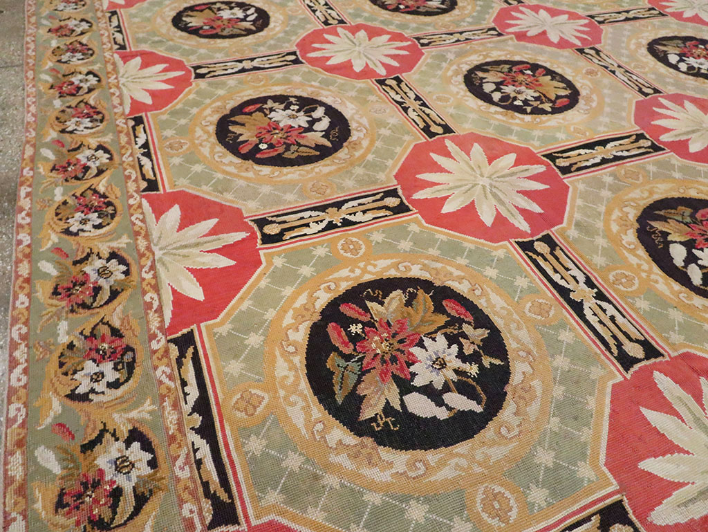 Antique English Needlepoint Carpet, No.10328 - Staging