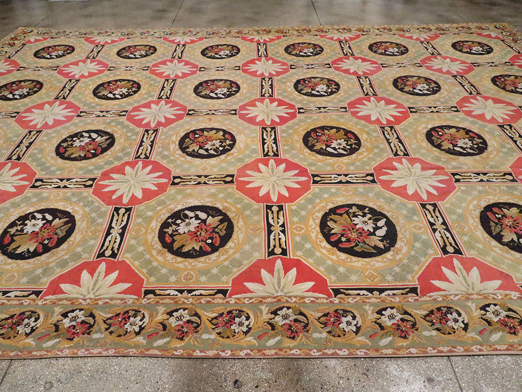 Antique English Needlepoint Carpet, No.10328 - Staging