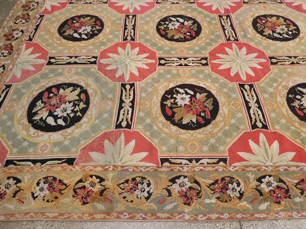 Antique English Needlepoint Carpet, No.10328 - Staging