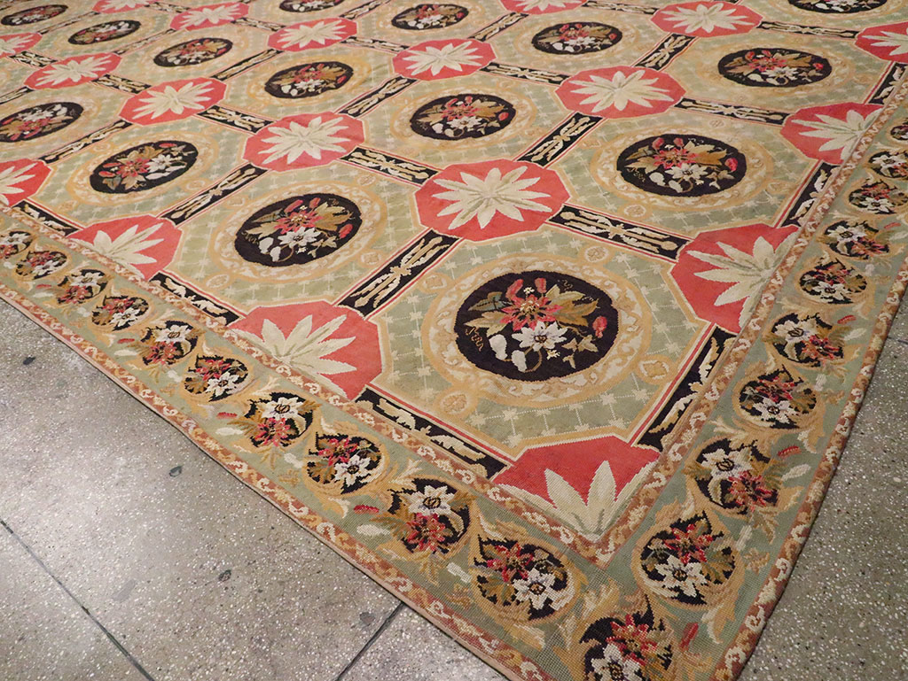 Antique English Needlepoint Carpet, No.10328 - Staging