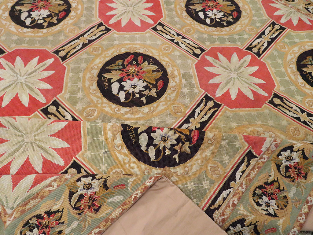 Antique English Needlepoint Carpet, No.10328 - Staging