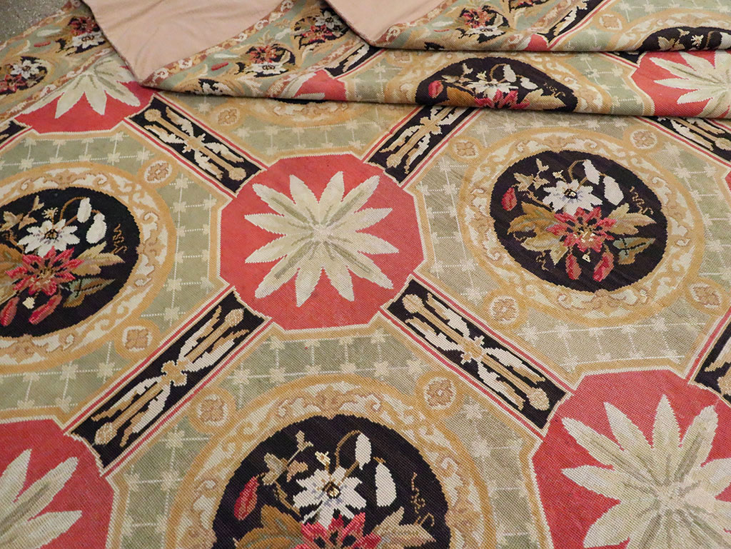 Antique English Needlepoint Carpet, No.10328 - Staging