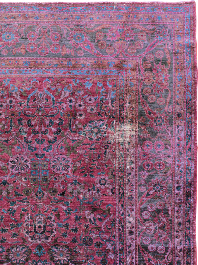 Antique Persian Overdyed Lilihan Carpet, No.10455 - Staging