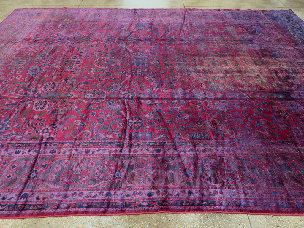 Antique Persian Overdyed Lilihan Carpet, No.10455 - Staging