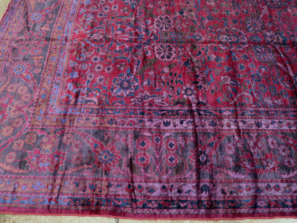 Antique Persian Overdyed Lilihan Carpet, No.10455 - Staging