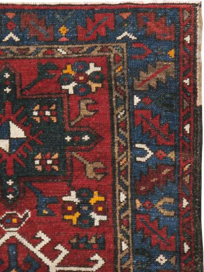 Antique Persian Karajeh Throw Rug, No.10516 - Staging