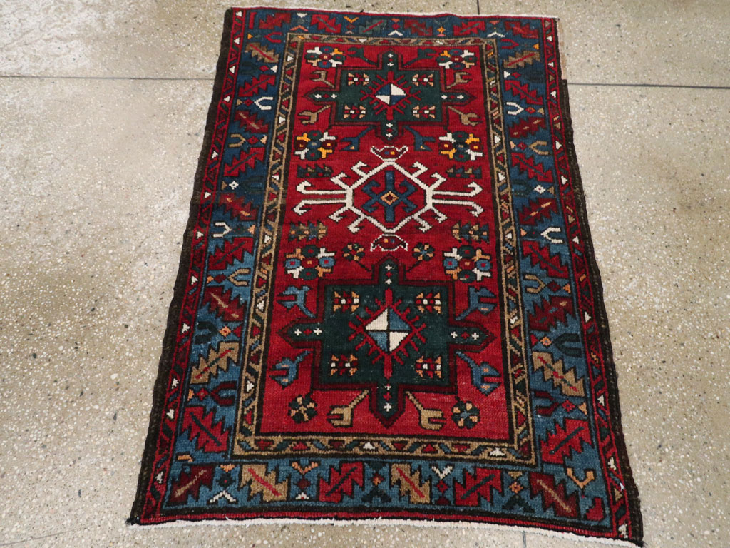 Antique Persian Karajeh Throw Rug, No.10516 - Staging