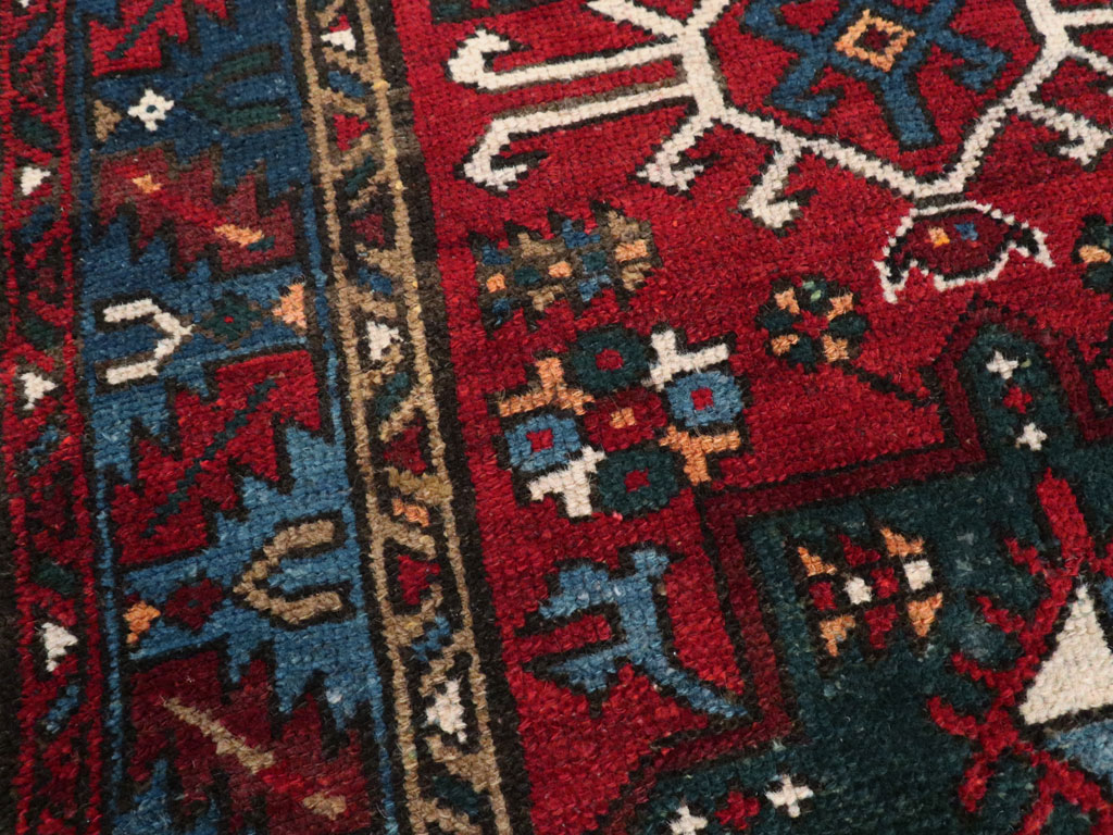 Antique Persian Karajeh Throw Rug, No.10516 - Staging
