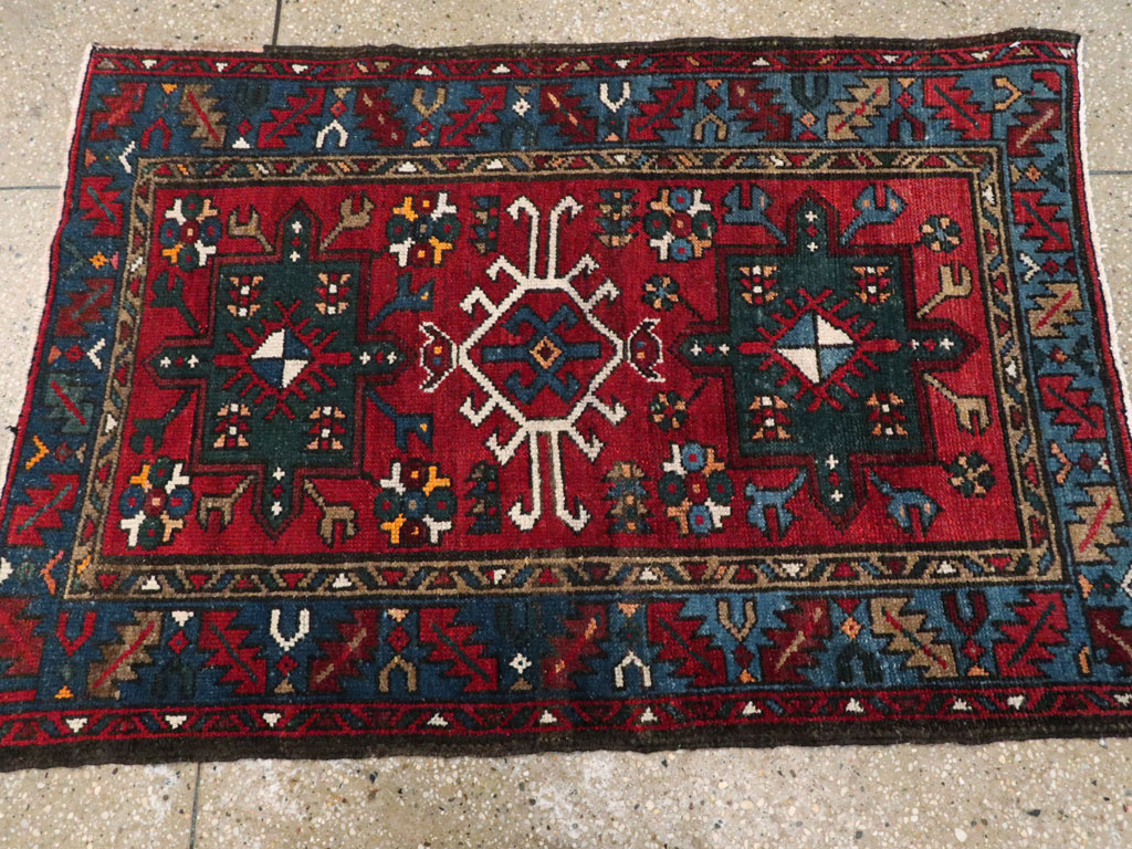 Antique Persian Karajeh Throw Rug, No.10516 - Staging