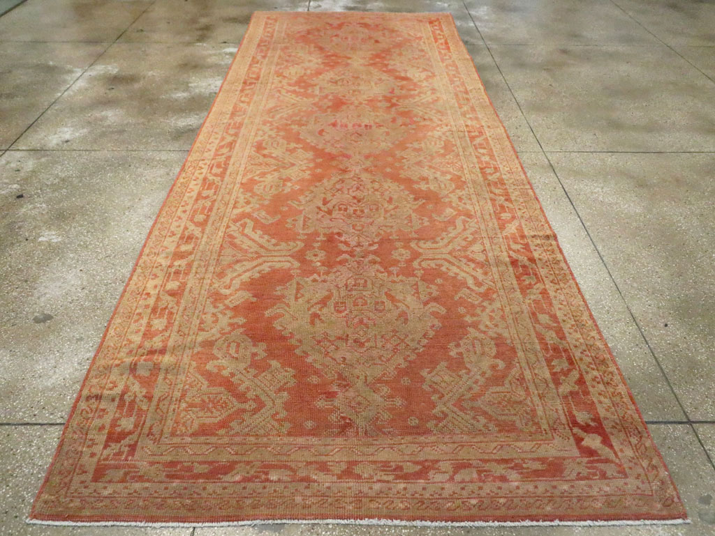 Vintage Turkish Oushak Wide Gallery Runner, No.10531 - Staging