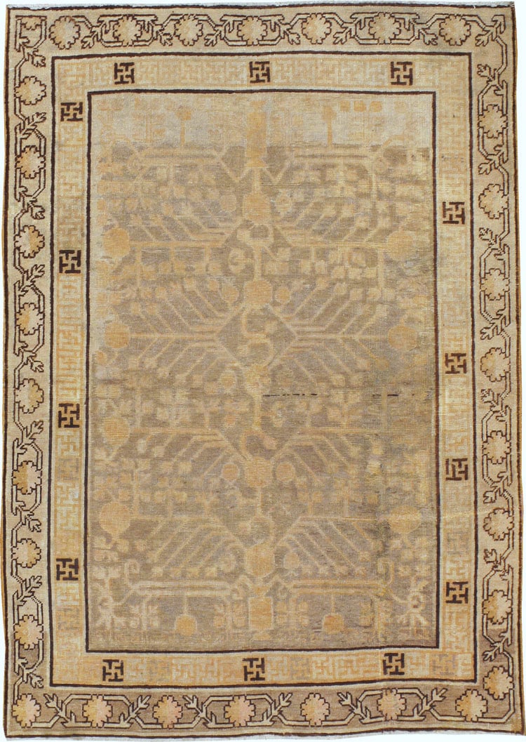 Antique East Turkestan Khotan Rug, No.10586 - Staging
