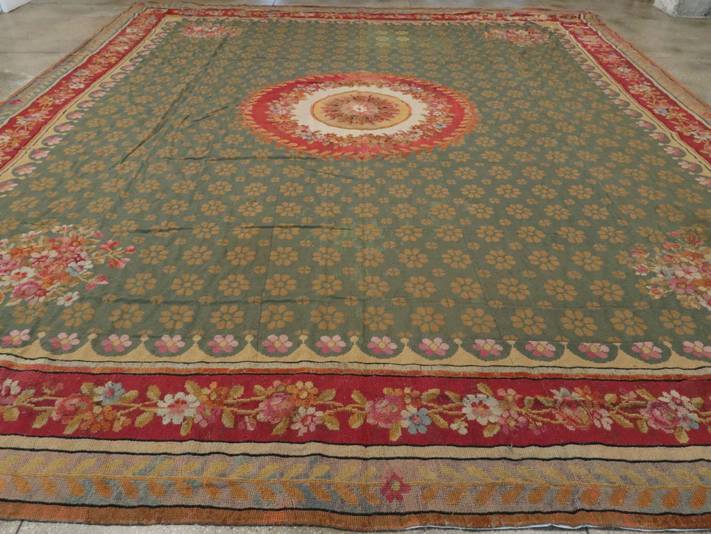 Antique English Needlepoint Carpet, No.10787 - Staging