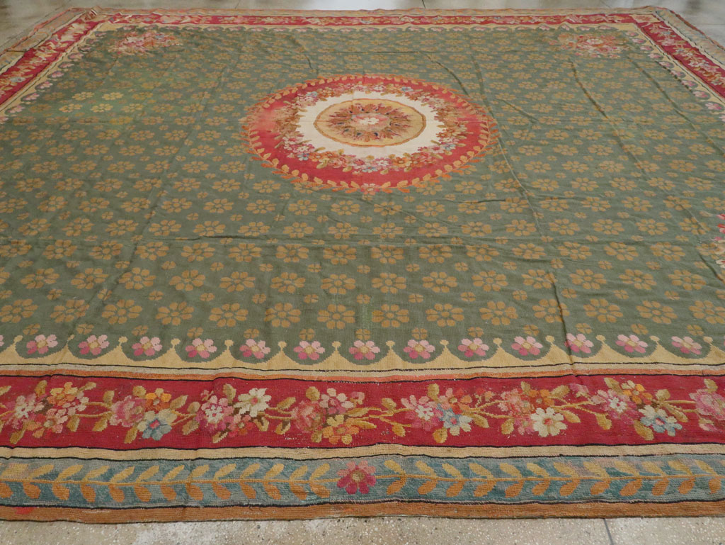 Antique English Needlepoint Carpet, No.10787 - Staging