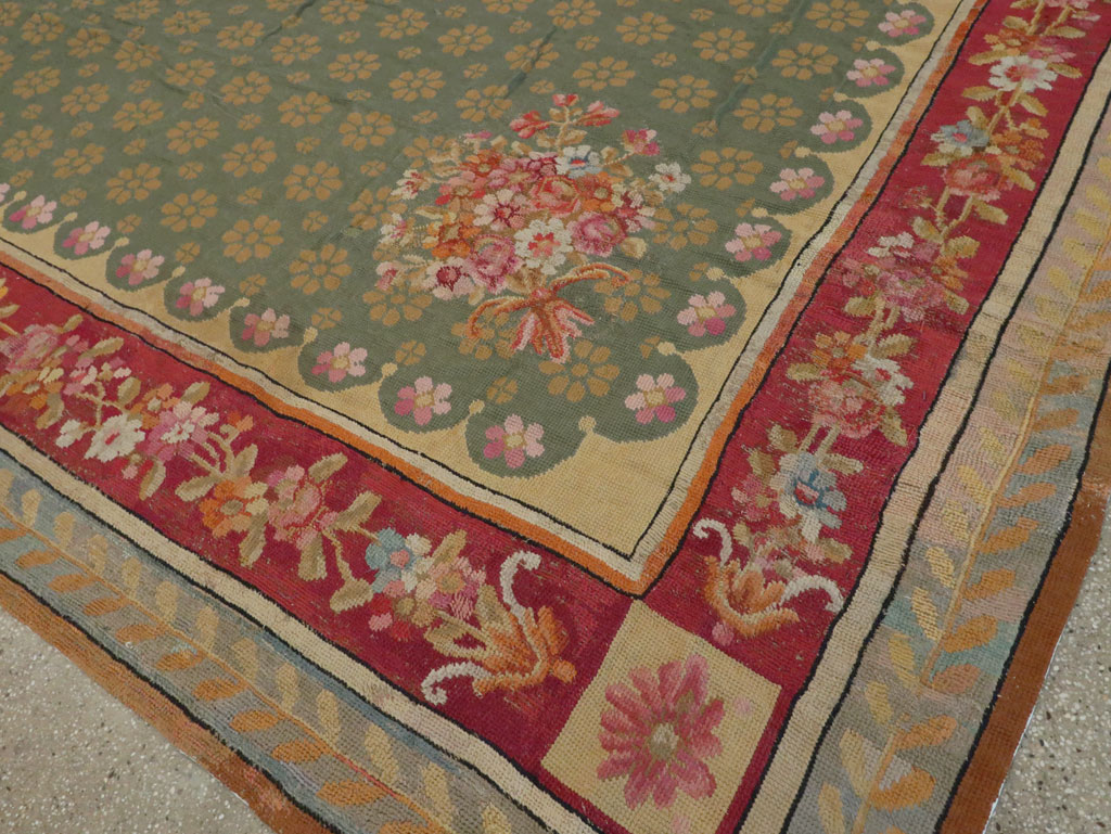 Antique English Needlepoint Carpet, No.10787 - Staging