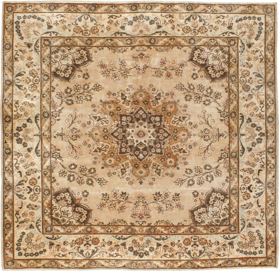 Antique Persian Tabriz Square Carpet, No.10795 - Staging