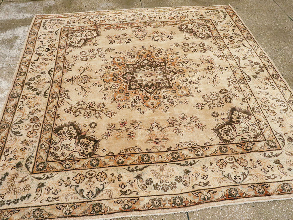 Antique Persian Tabriz Square Carpet, No.10795 - Staging