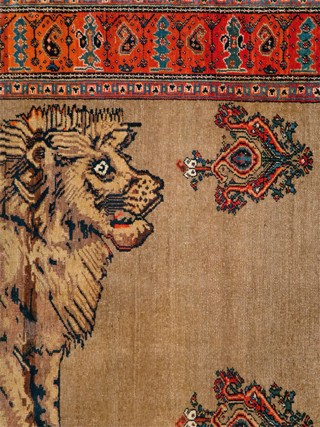 Antique Senneh Malayer Pictorial Rug, No.10816 - Staging