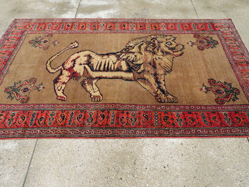 Antique Senneh Malayer Pictorial Rug, No.10816 - Staging