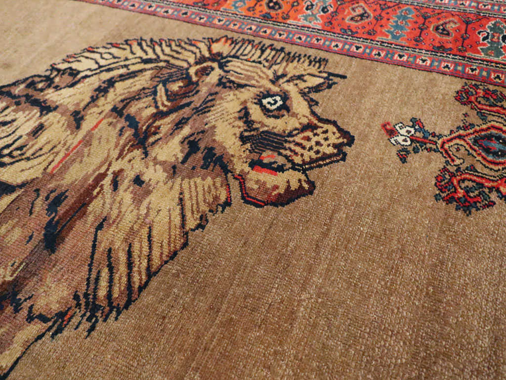 Antique Senneh Malayer Pictorial Rug, No.10816 - Staging
