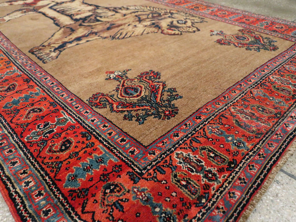 Antique Senneh Malayer Pictorial Rug, No.10816 - Staging