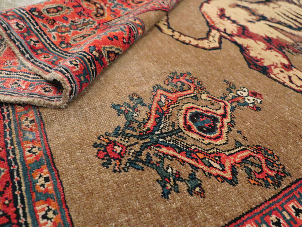 Antique Senneh Malayer Pictorial Rug, No.10816 - Staging