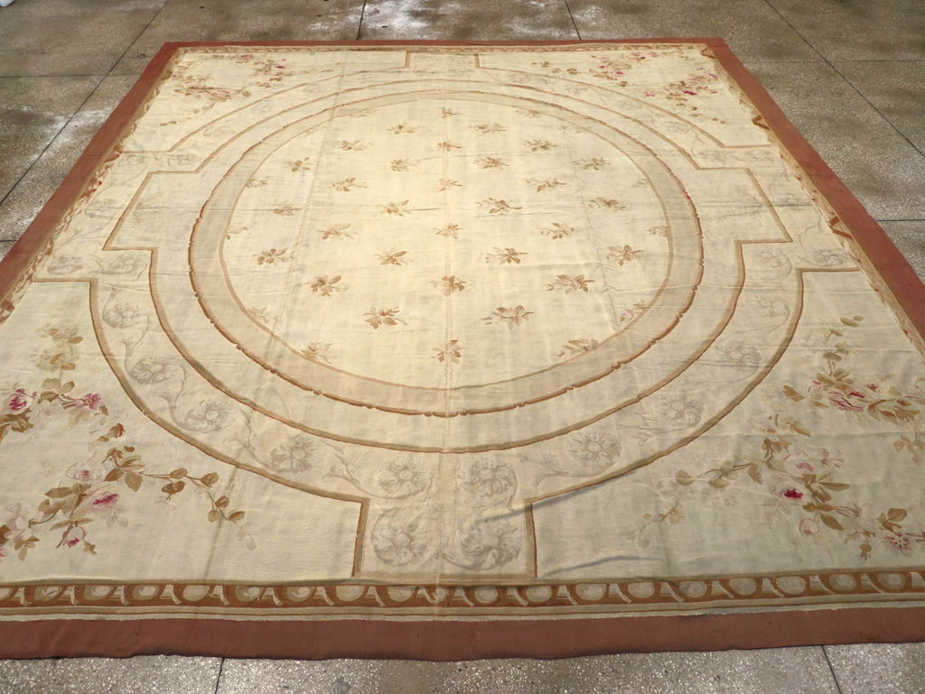 Antique French Aubusson Carpet, No.10892 - Staging