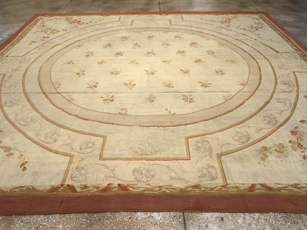 Antique French Aubusson Carpet, No.10892 - Staging