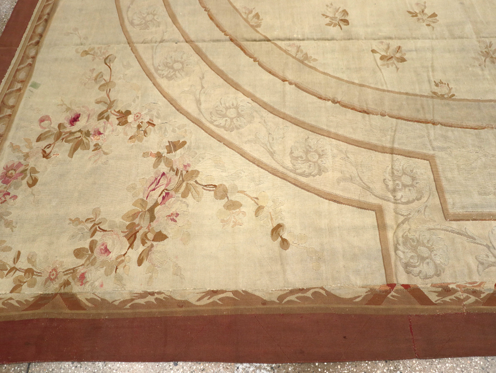 Antique French Aubusson Carpet, No.10892 - Staging
