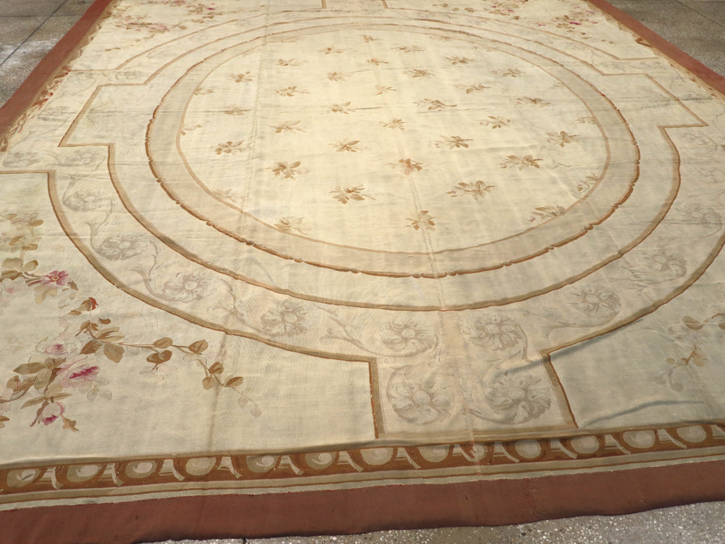 Antique French Aubusson Carpet, No.10892 - Staging