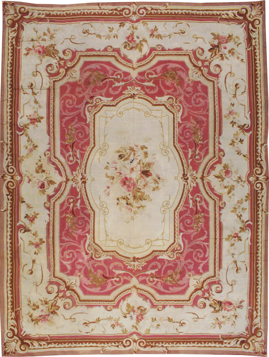 Antique French Aubusson Carpet, No.10969 - Staging
