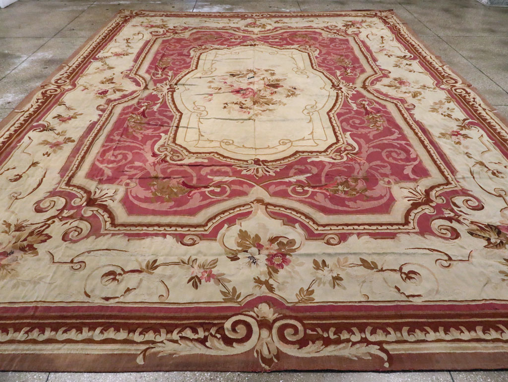 Antique French Aubusson Carpet, No.10969 - Staging