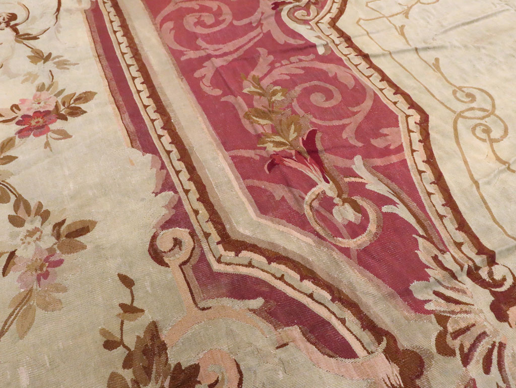 Antique French Aubusson Carpet, No.10969 - Staging