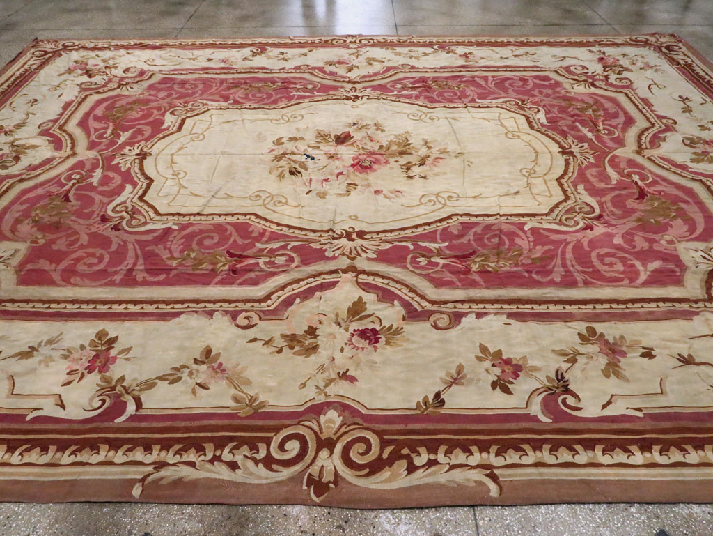 Antique French Aubusson Carpet, No.10969 - Staging