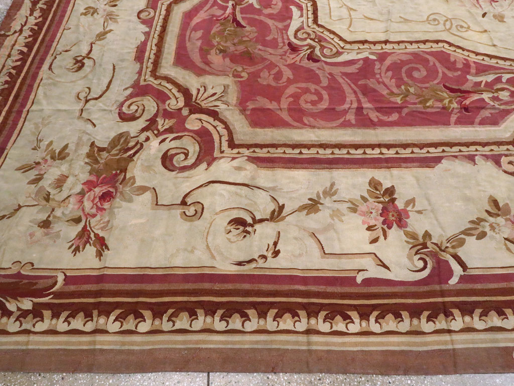 Antique French Aubusson Carpet, No.10969 - Staging