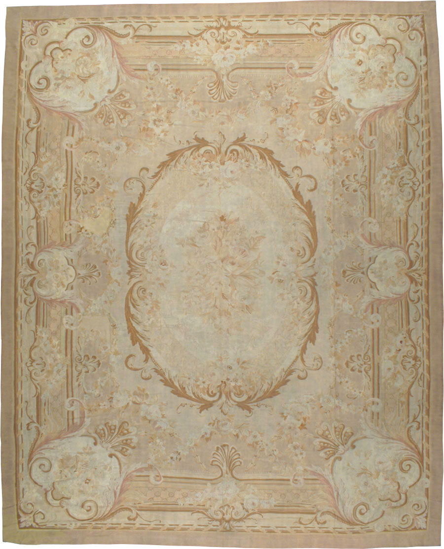 Antique French Aubusson Carpet, No.11290 - Staging