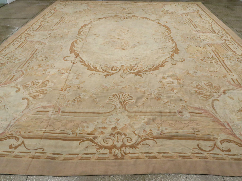 Antique French Aubusson Carpet, No.11290 - Staging