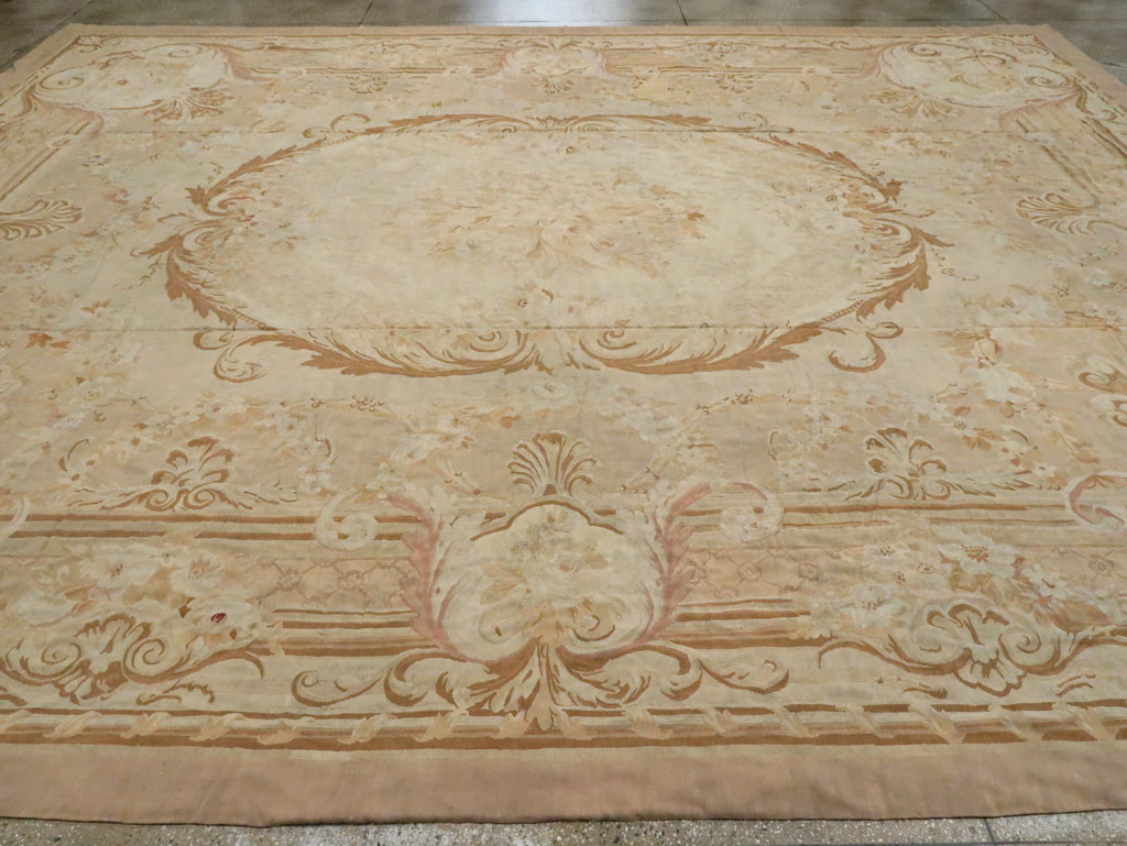 Antique French Aubusson Carpet, No.11290 - Staging