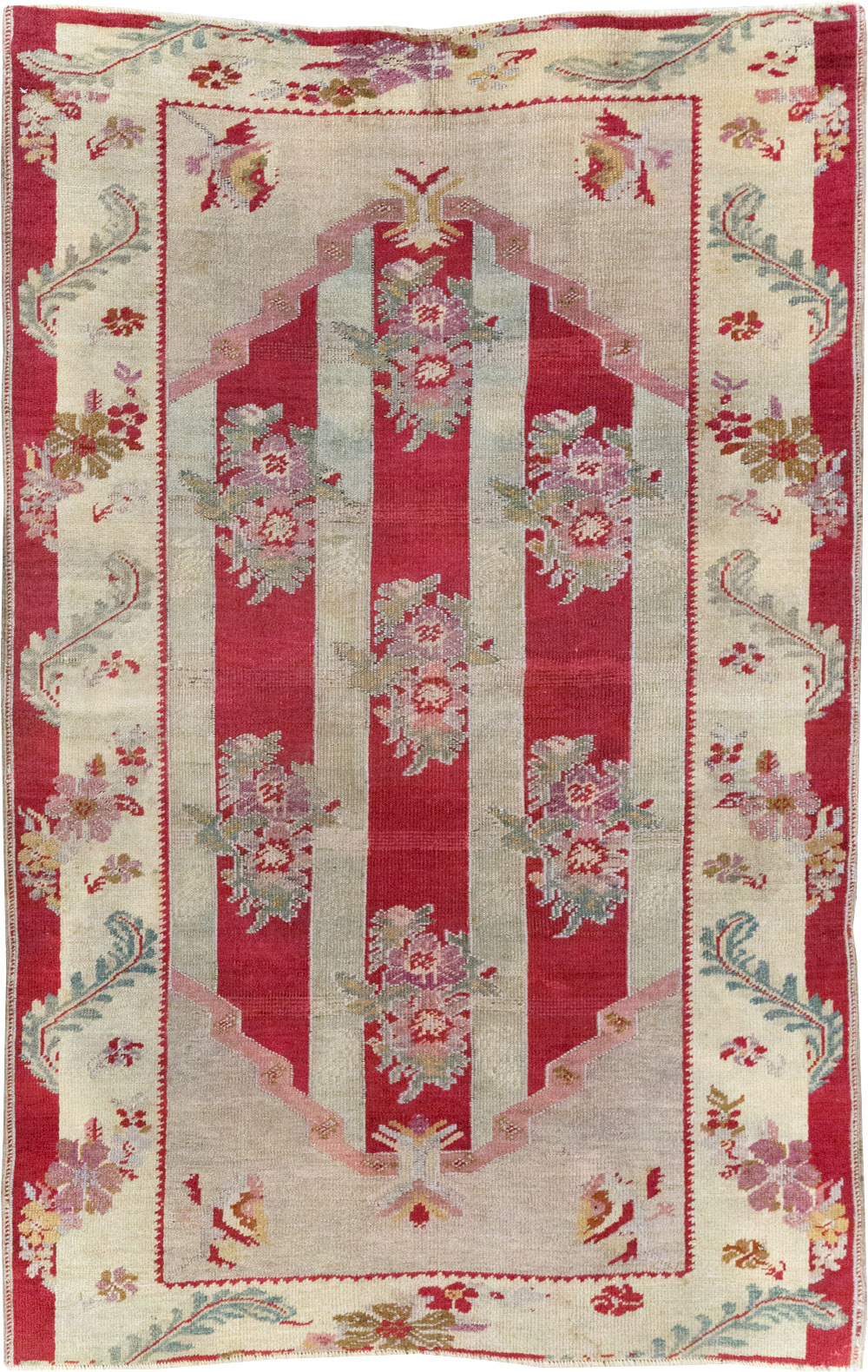 Antique Turkish Ghiordes Throw Rug, No.11327 - Staging