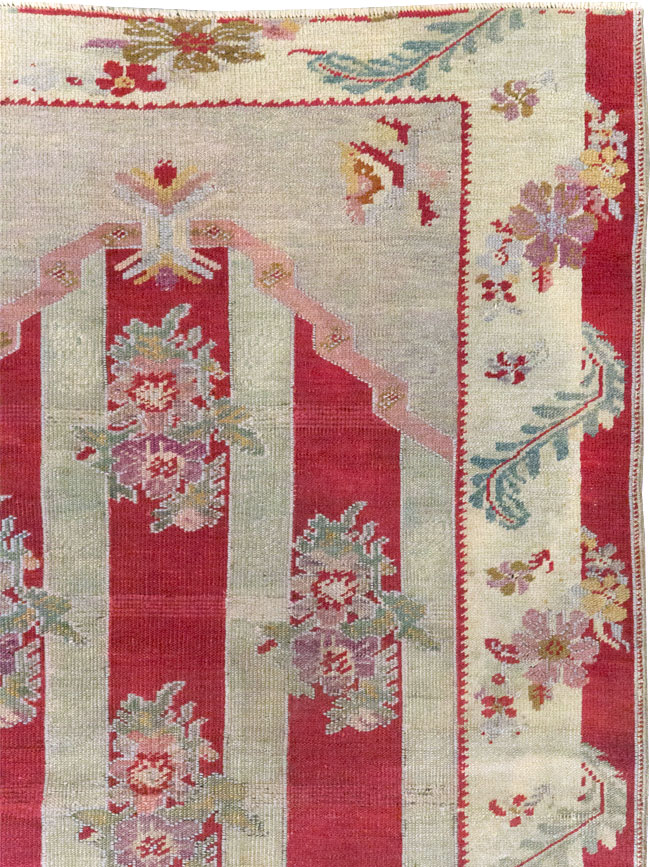 Antique Turkish Ghiordes Throw Rug, No.11327 - Staging