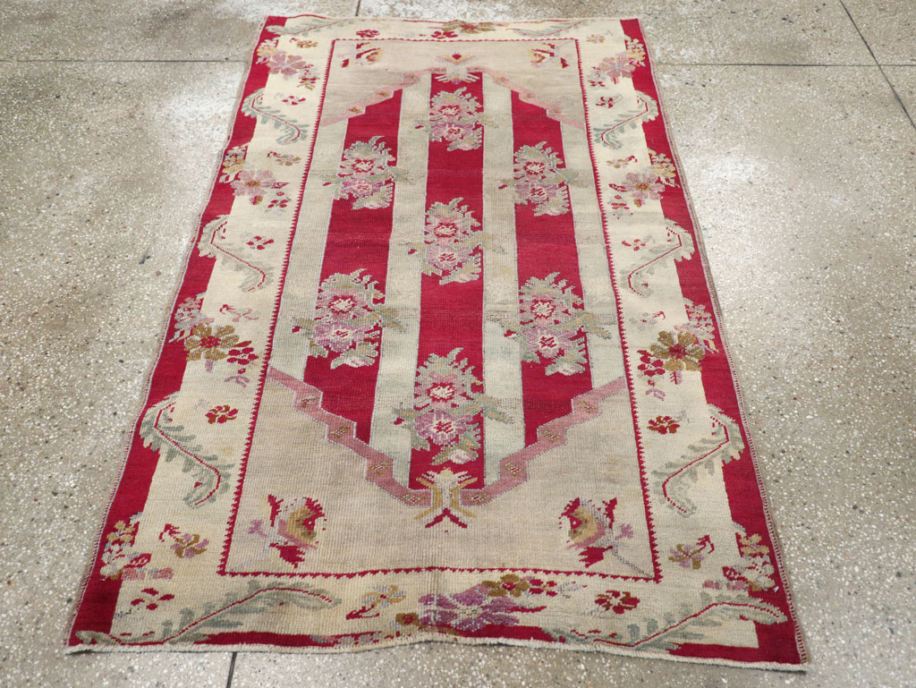 Antique Turkish Ghiordes Throw Rug, No.11327 - Staging