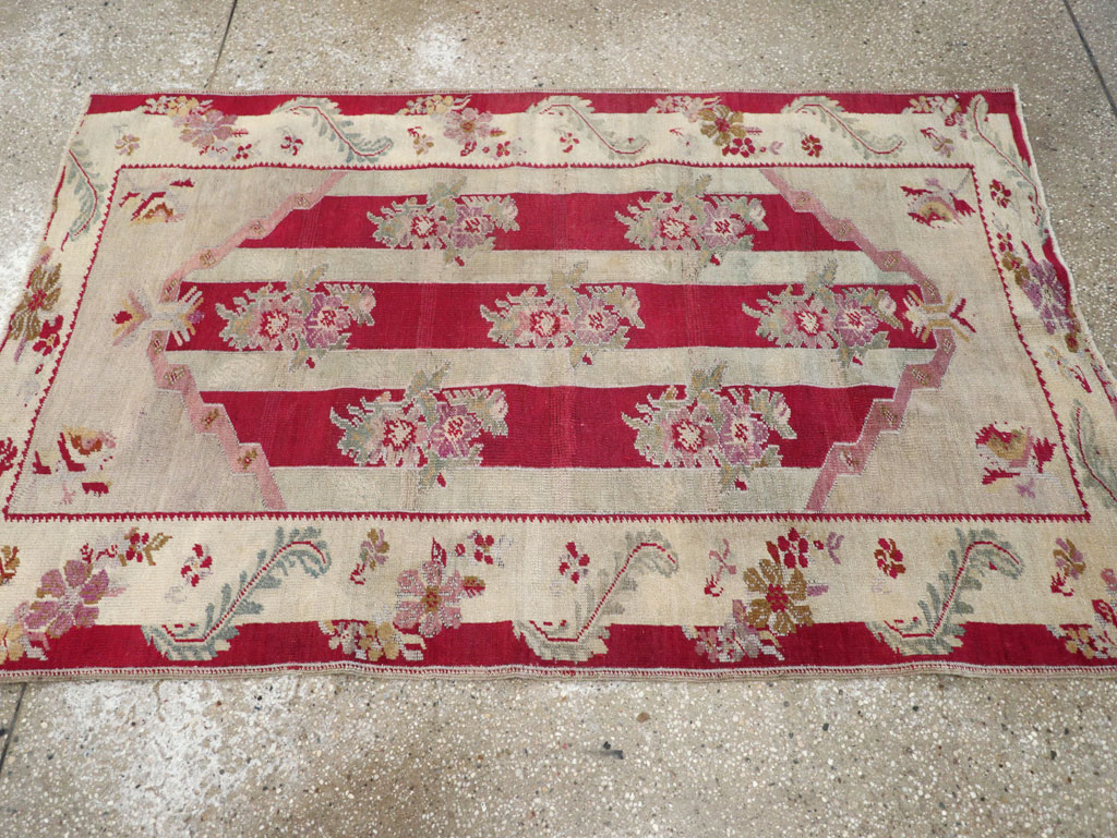 Antique Turkish Ghiordes Throw Rug, No.11327 - Staging